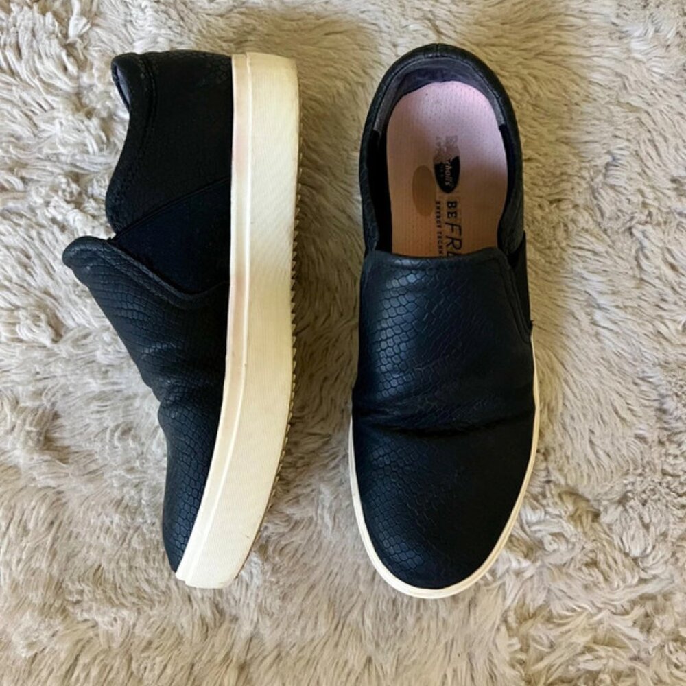 Dr. Scholl’s Black Snake-Print Slip-On Sneakers – Size 8